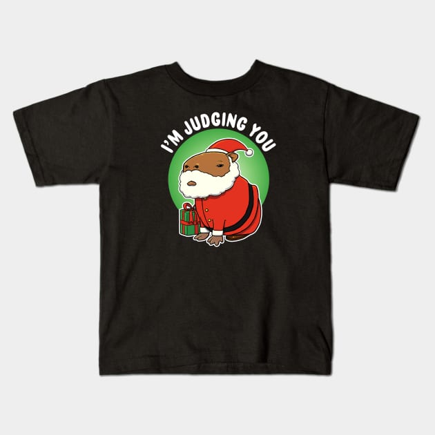 I'm Judging You Capybara Christmas Kids T-Shirt by capydays